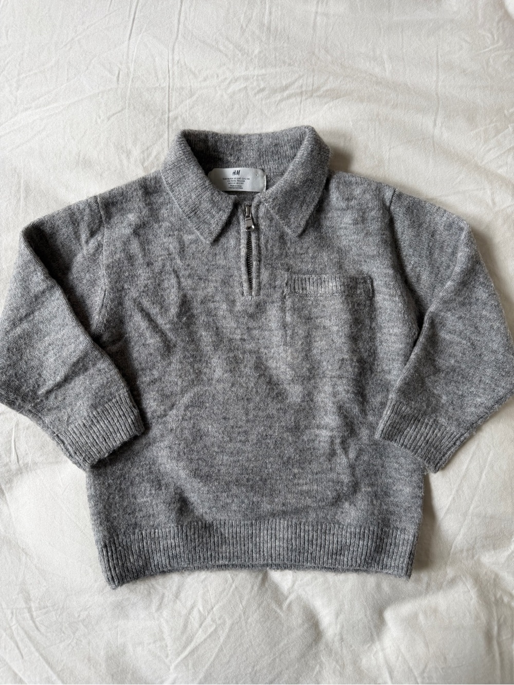 H&M Gray Zip-Front Knit Sweater